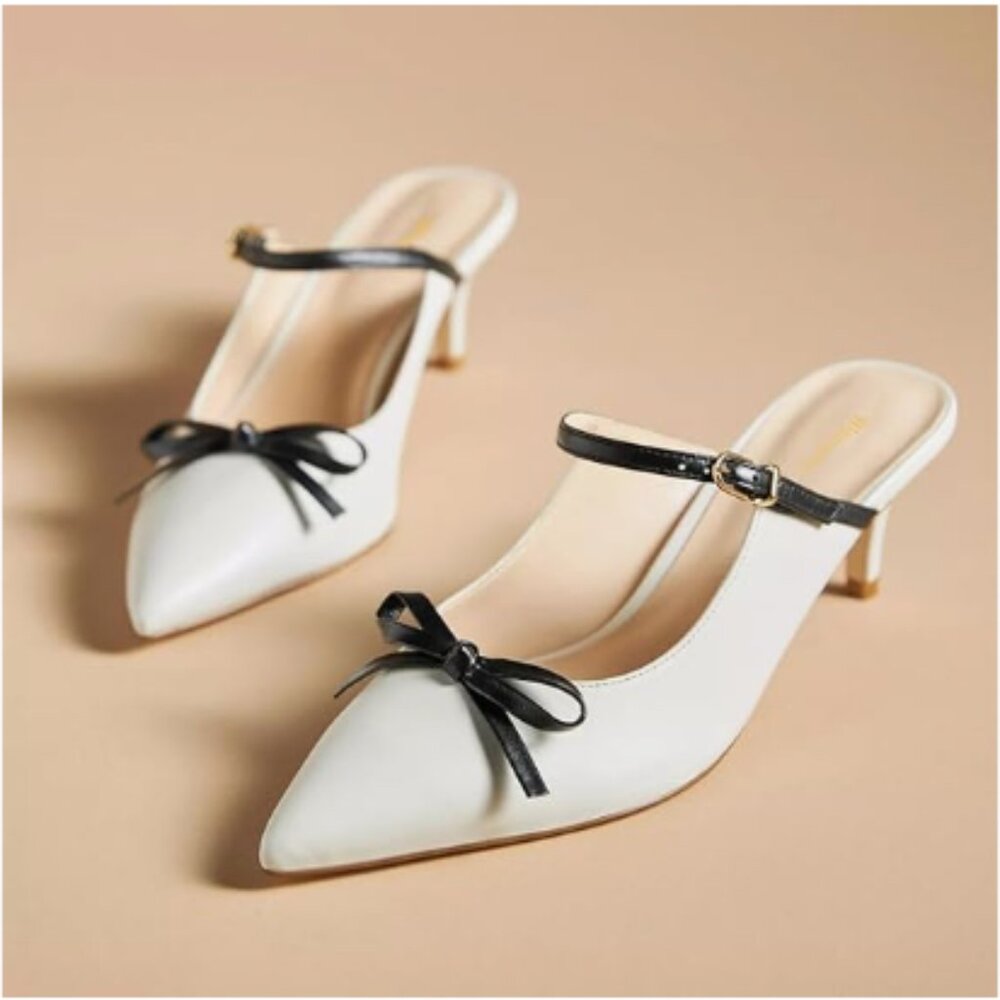 Elegant White and Black Women's Heels